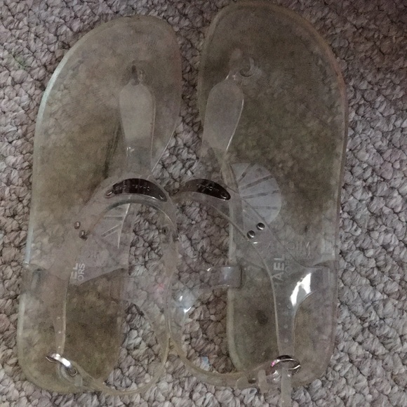 clear plastic flip flops
